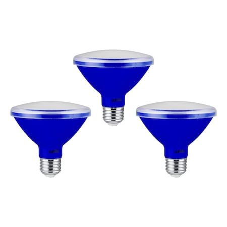 Sunlite LED PAR30 8W 75W Equiv E26 Base Floodlight Blue Short Neck Colored Recessed Light Bulbs, 3PK 40239-NS